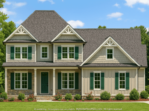 Elegant 2-Story House Plan with 4 Bedrooms and Craftsman Details