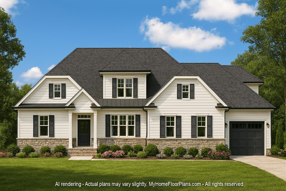 Elegant 2-Story House Plan with 4 Bedrooms and Timeless Design