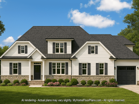 Elegant 2-Story House Plan with 4 Bedrooms and Timeless Design