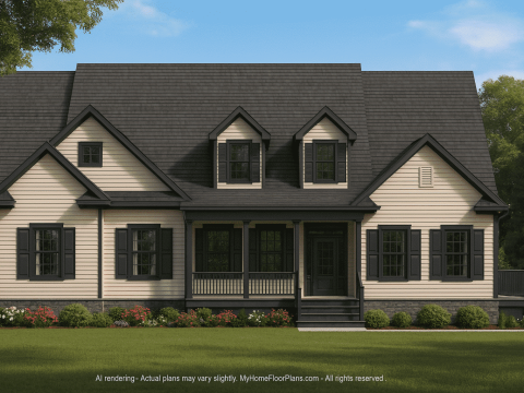 Elegant 2-Story House Plan with Bonus Room, Office & Sunroom