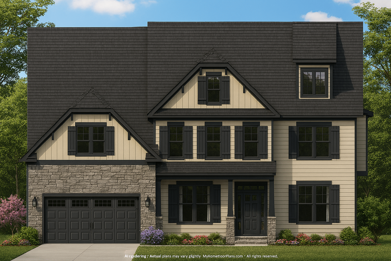 Elegant 2-Story House Plan with CAD Blueprints & Bonus Spaces
