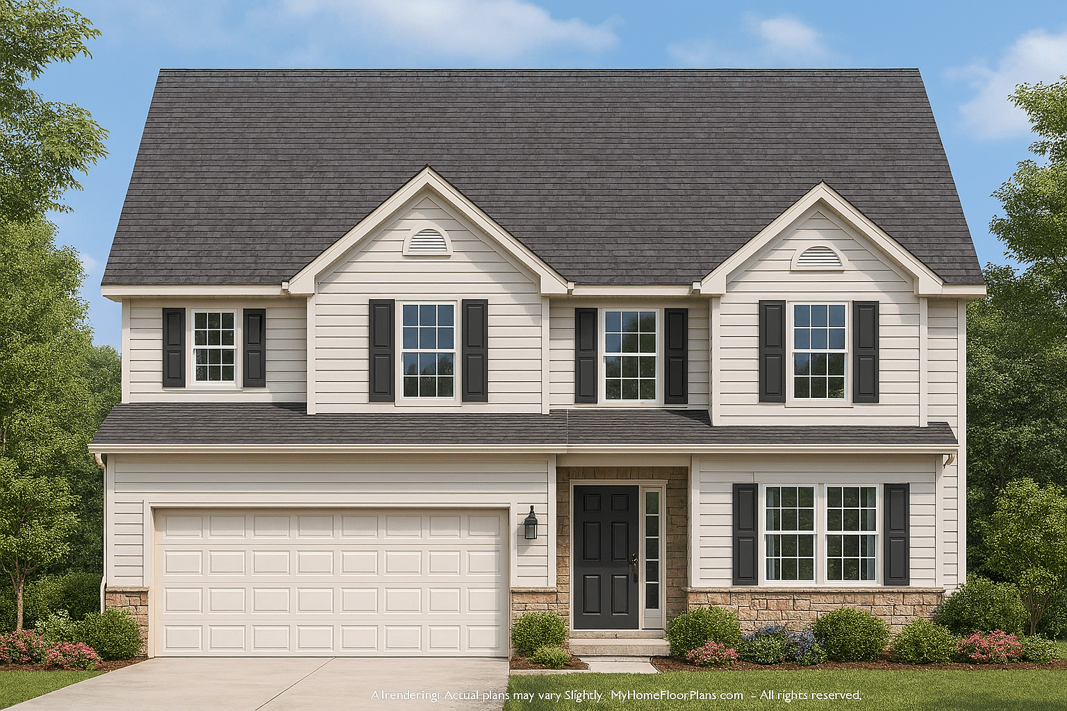 Elegant 2-Story House Plan with CAD Design and Bonus Room