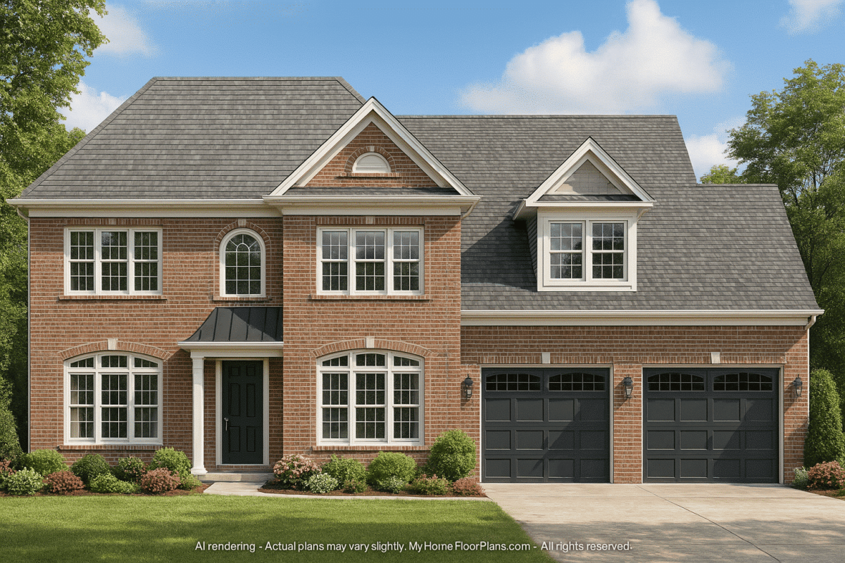 Elegant 2-Story House Plan with CAD Designs & Classic Architecture
