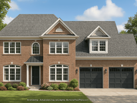 Elegant 2-Story House Plan with CAD Designs & Classic Architecture