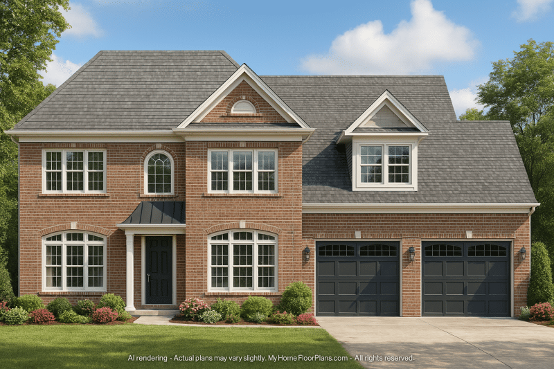 Elegant 2-Story House Plan with CAD Designs & Classic Architecture