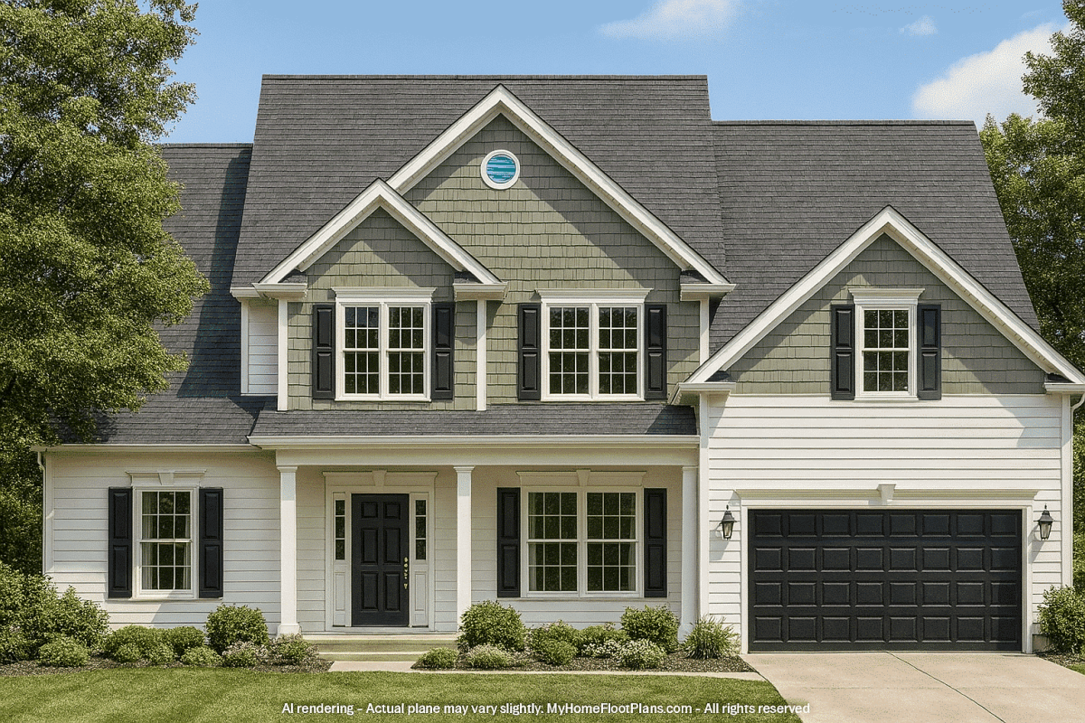 Elegant 2-Story House Plan with Colonial Farmhouse Charm