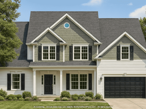Elegant 2-Story House Plan with Colonial Farmhouse Charm