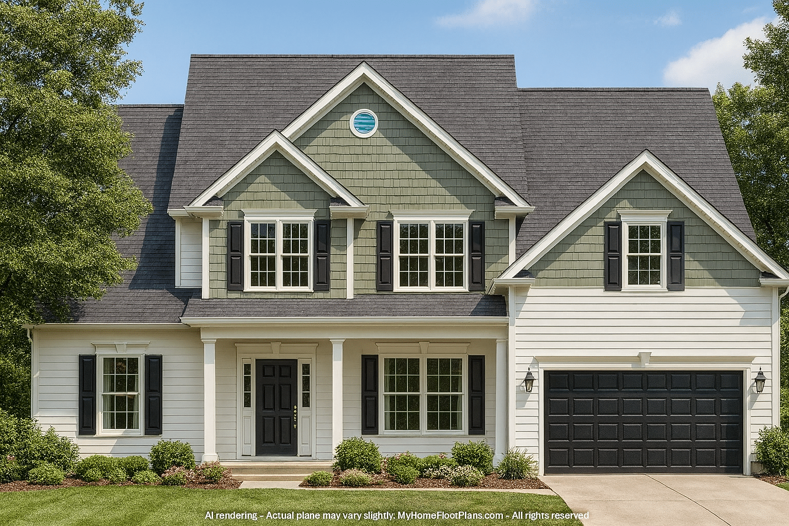 Elegant 2-Story House Plan with Colonial Farmhouse Charm