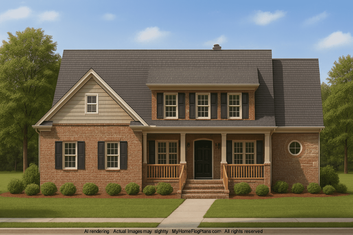 Elegant 2-Story House Plan with Colonial Farmhouse Charm