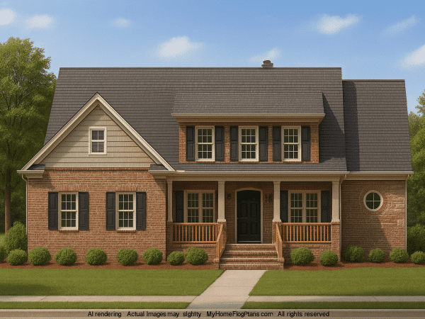 Elegant 2-Story House Plan with Colonial Farmhouse Charm