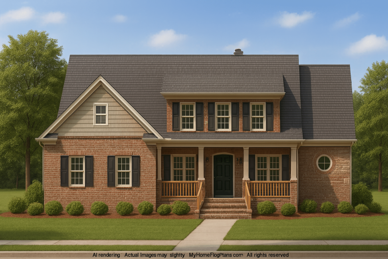 Elegant 2-Story House Plan with Colonial Farmhouse Charm