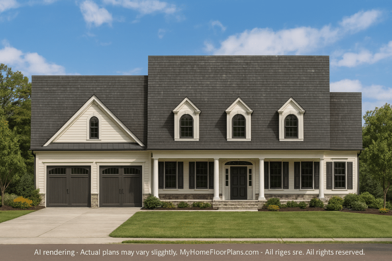 Elegant 2-Story House Plan with Colonial Revival Design