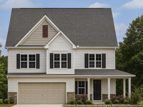 Elegant 2-Story House Plan with Craftsman Charm & Front Garage