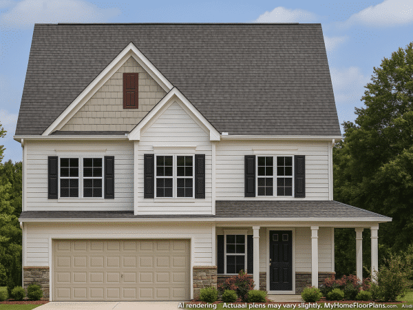 Elegant 2-Story House Plan with Craftsman Charm & Front Garage
