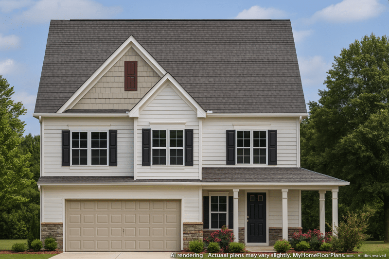 Elegant 2-Story House Plan with Craftsman Charm & Front Garage