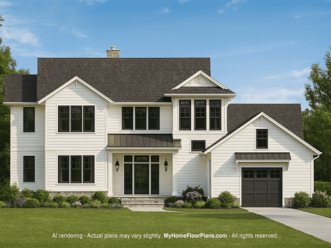 Elegant 2-Story House Plan with Craftsman Design and CAD Blueprints