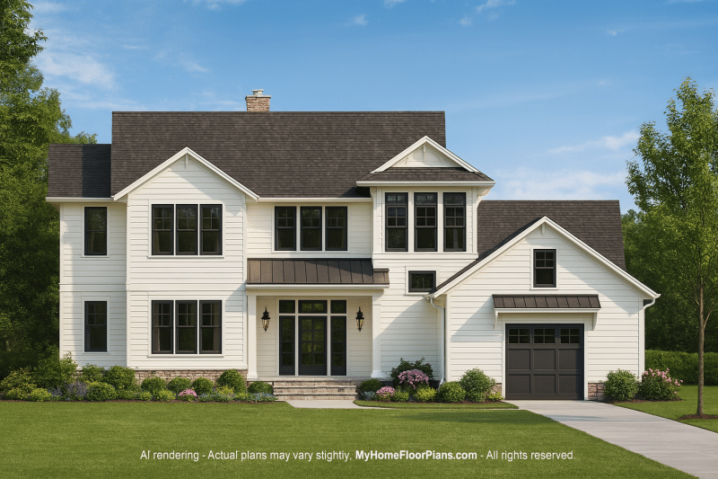 Elegant 2-Story House Plan with Craftsman Design and CAD Blueprints