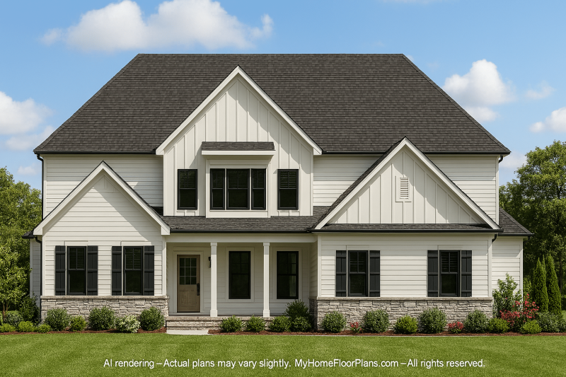 Elegant 2-Story House Plan with Craftsman and Traditional Design