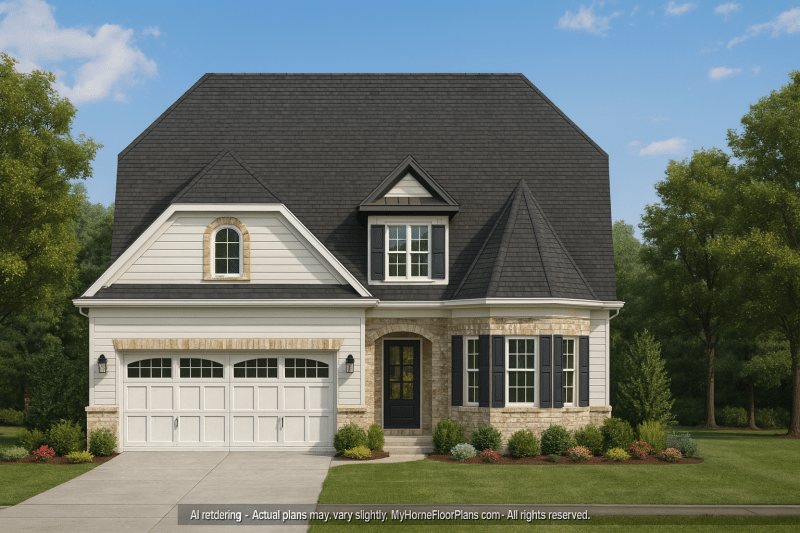 Elegant 2-Story House Plan with French Country Style & 4 Bedrooms