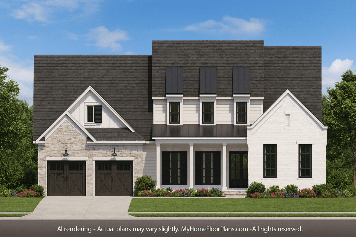 Elegant 2-Story House Plan with Modern Layout & CAD Blueprints