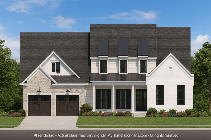Elegant 2-Story House Plan with Modern Layout & CAD Blueprints