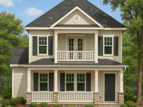 Elegant 2-Story House Plan with Narrow Lot Design