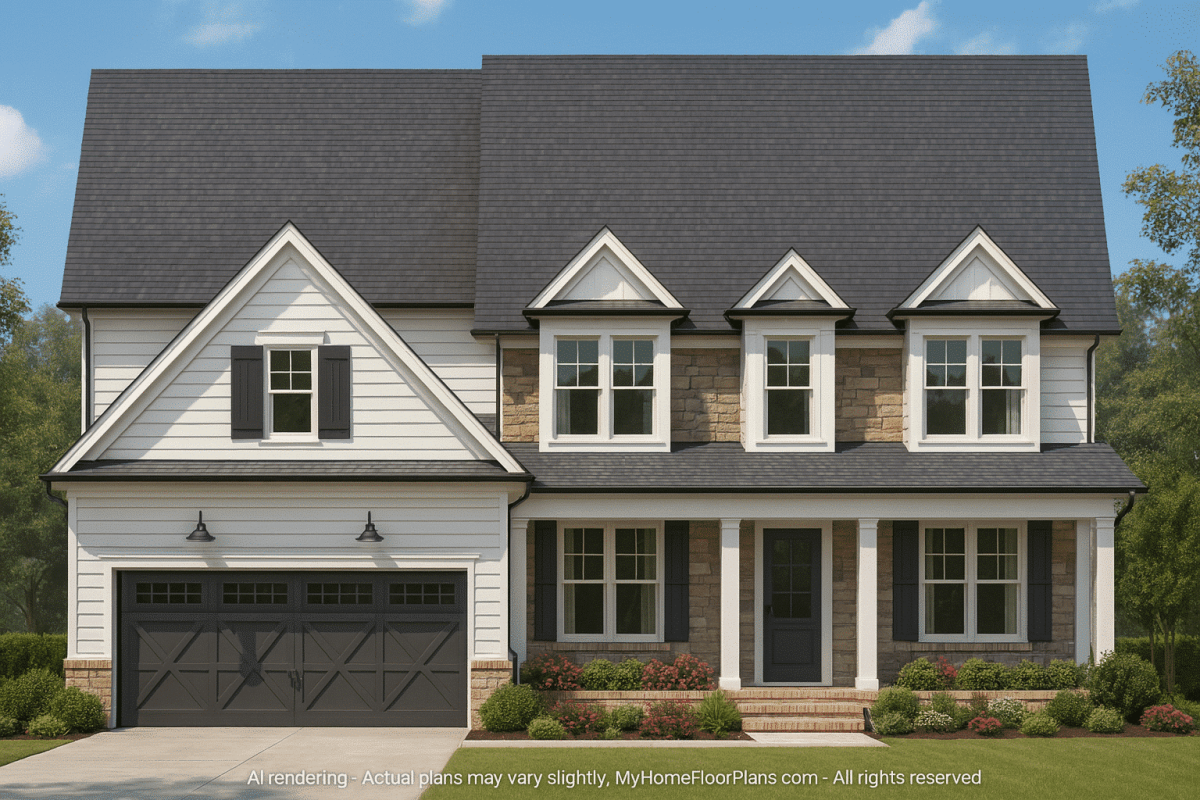 Elegant 2-Story House Plan with Open Layout and Modern Design
