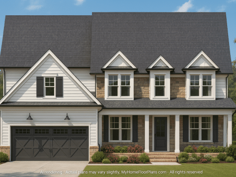 Elegant 2-Story House Plan with Open Layout and Modern Design