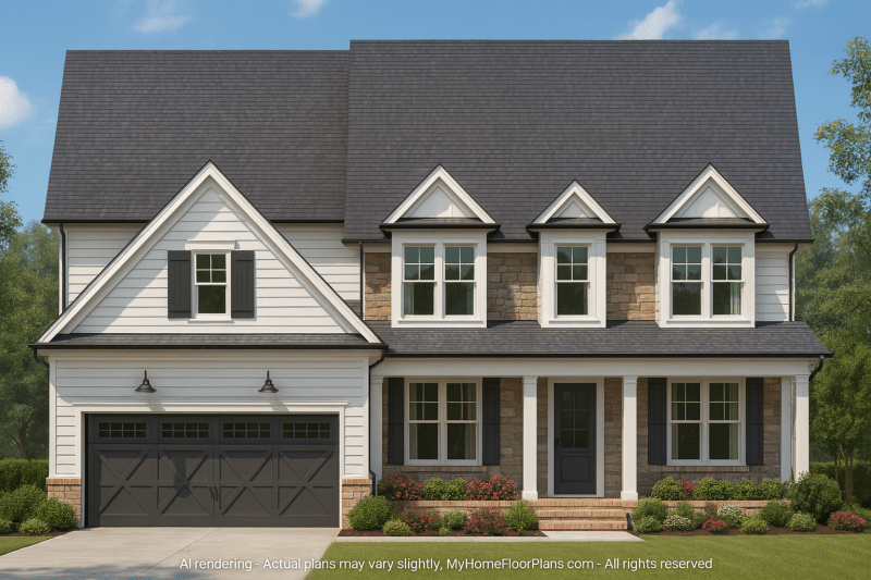 Elegant 2-Story House Plan with Open Layout and Modern Design