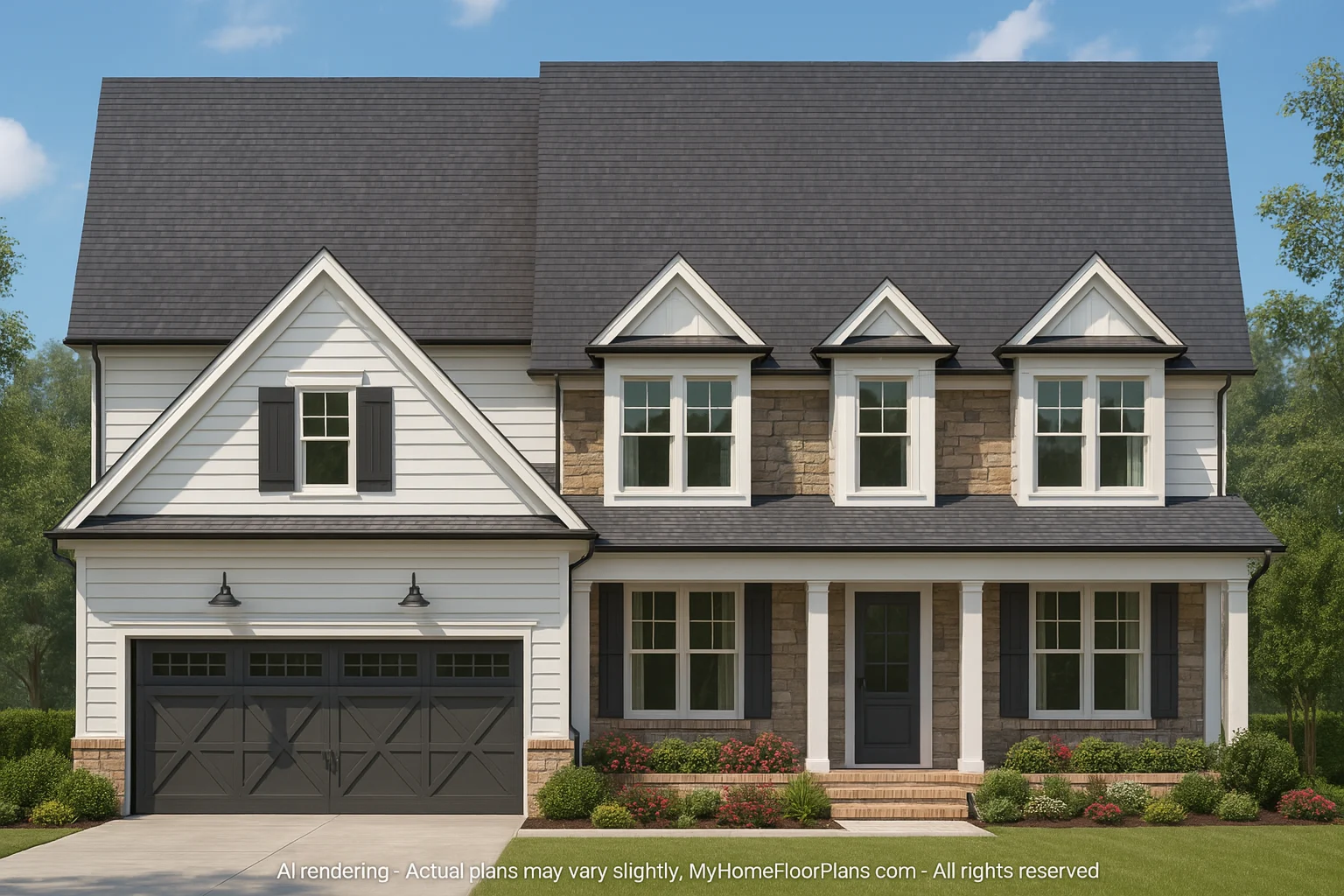 Elegant 2-Story House Plan with Open Layout and Modern Design