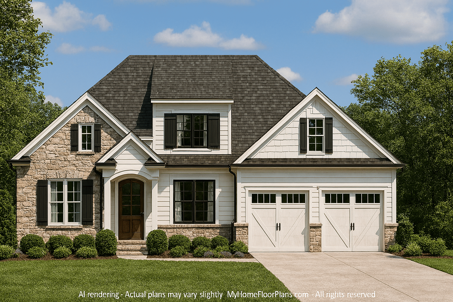 Elegant 2-Story House Plan with Spacious Floor Design and CAD Blueprints