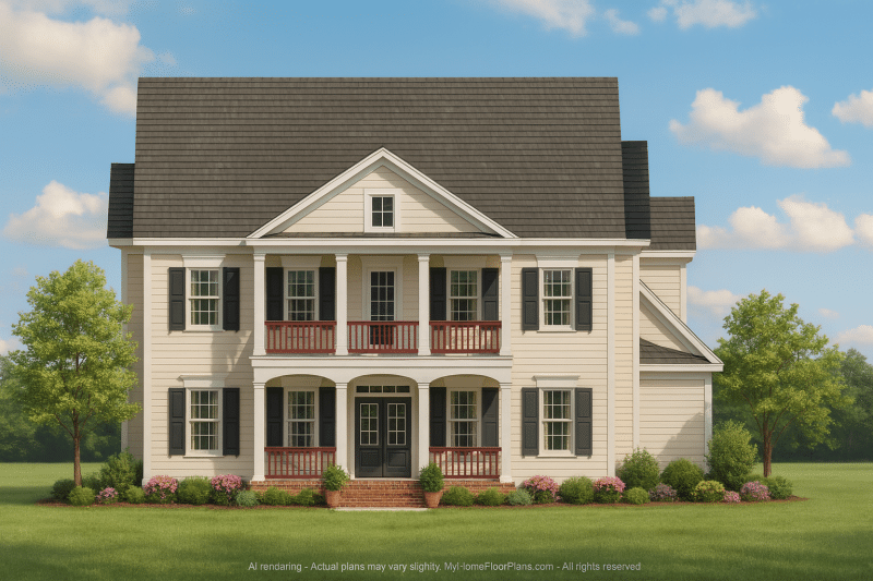 Elegant 2-Story House Plan with Spacious Layout and Architectural Charm