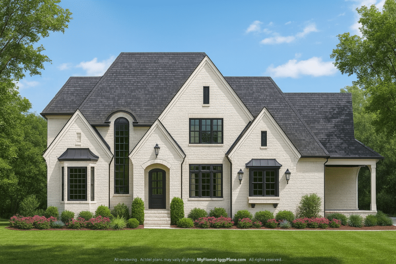 Elegant 2-Story House Plan with Spacious Layout and CAD Designs