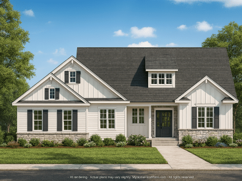 Elegant 2-Story House Plan with Vaulted Ceilings & Covered Porches