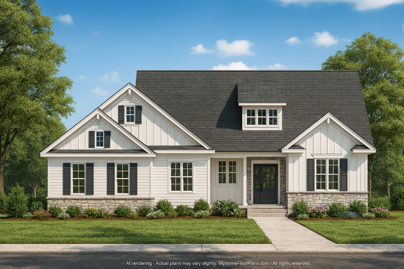 Elegant 2-Story House Plan with Vaulted Ceilings & Covered Porches