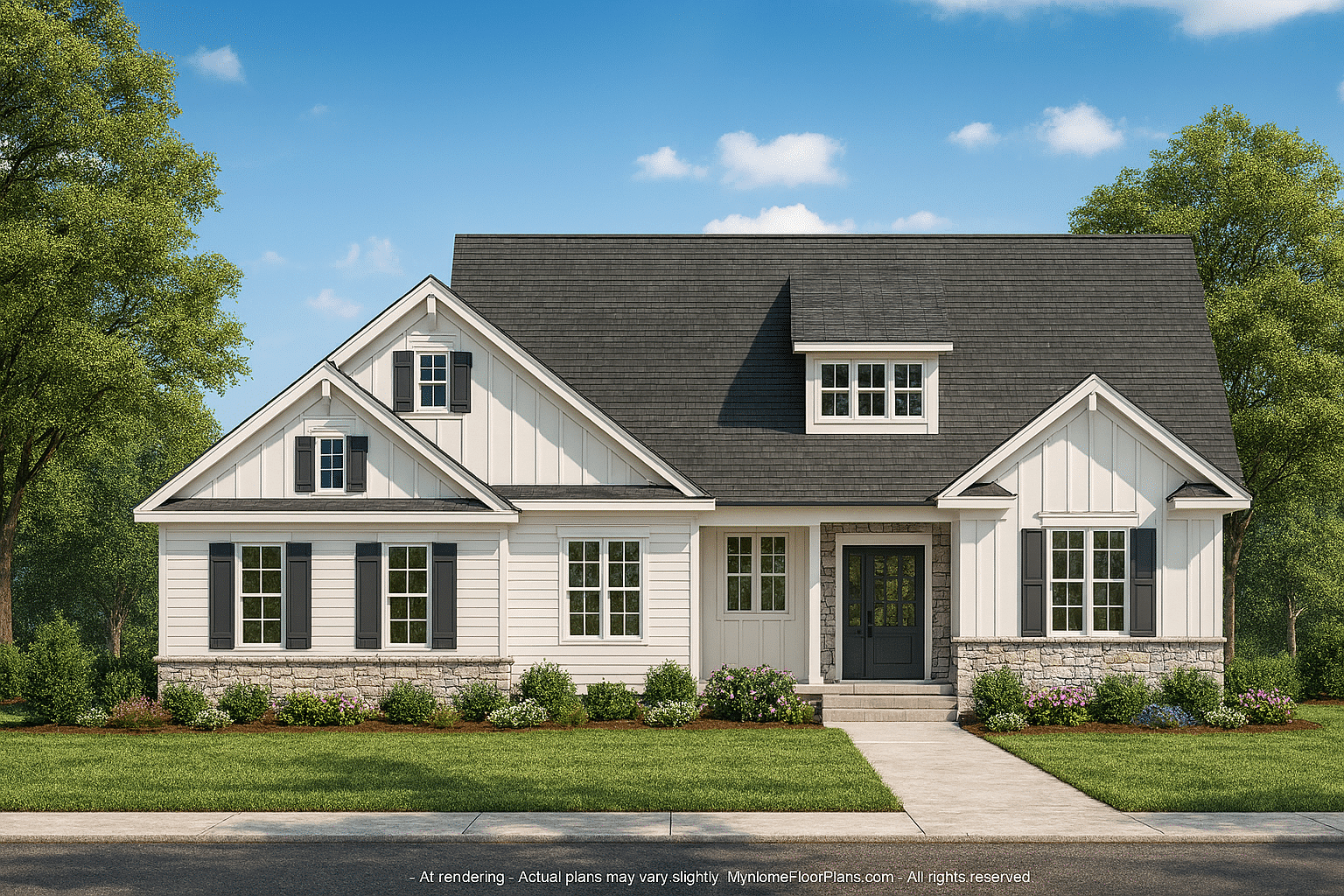 Elegant 2-Story House Plan with Vaulted Ceilings & Covered Porches