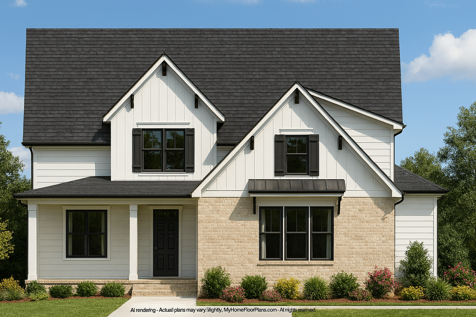 Elegant 2-Story House Plan with Vaulted Ceilings & Craftsman Design