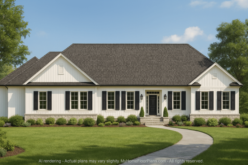 Elegant 2-Story House Plan with Vaulted Ceilings & Craftsman Detailing