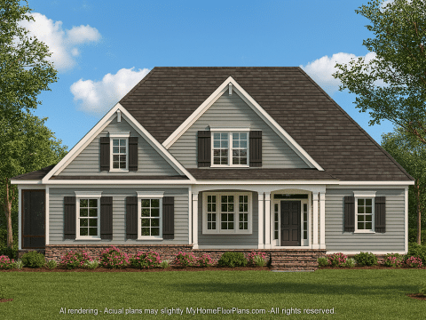 Elegant 2-Story Traditional Craftsman House Plan with Open Layout