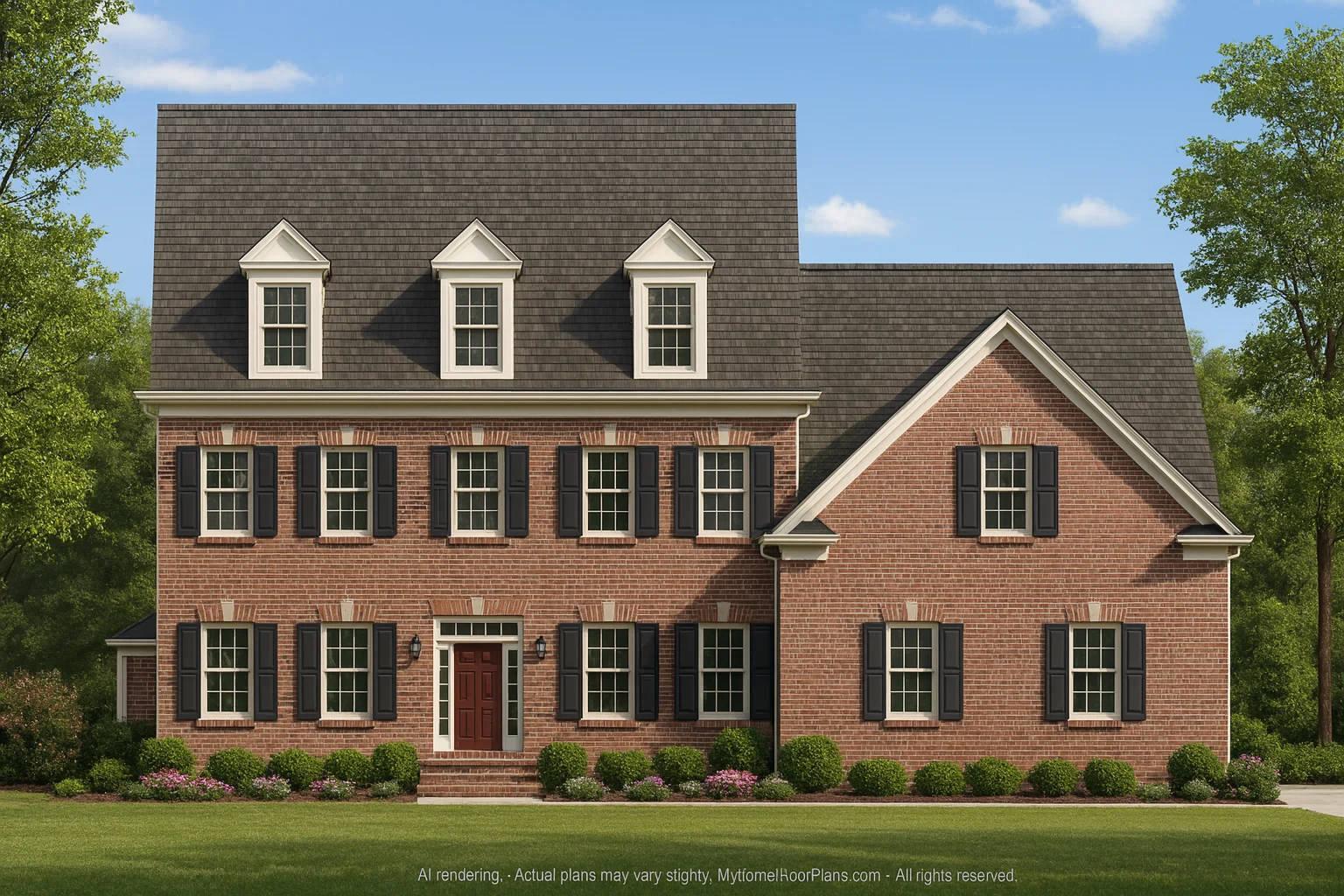 Elegant 2.5-Story Colonial Revival House Plan with CAD Floor Designs