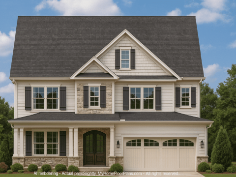 Elegant 2.5-Story House Design with CAD Blueprint and Craftsman Flair