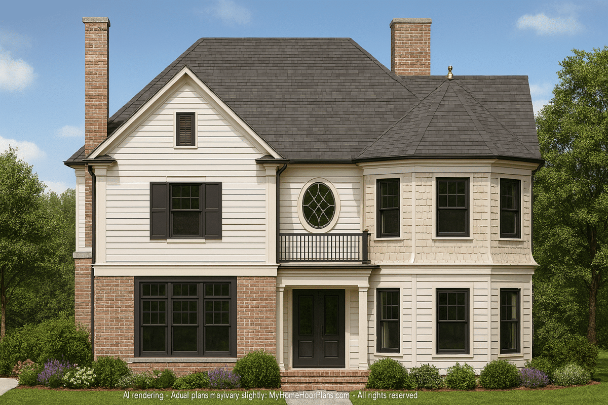 Elegant 2.5-Story House Plan with Colonial Revival Charm