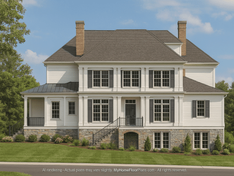 Elegant 3-Bedroom House Plan with Colonial Revival Charm