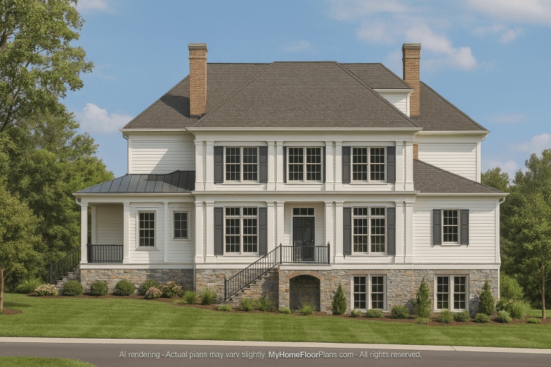 Elegant 3-Bedroom House Plan with Colonial Revival Charm