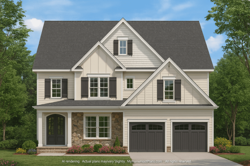 Elegant 3-Story Craftsman House Plan with Vaulted Ceilings & Open Layout