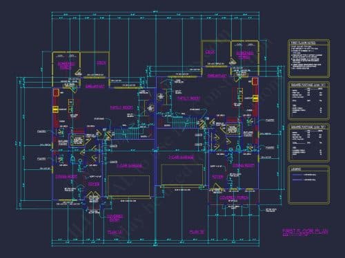 Elegant 3-Story Duplex House Plan with CAD Blueprint Designs
