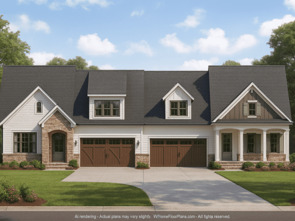 Elegant 3-Story Duplex House Plan with CAD Blueprint Designs