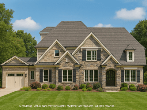 Elegant 3-Story House Floor Plan with French Country & European Style