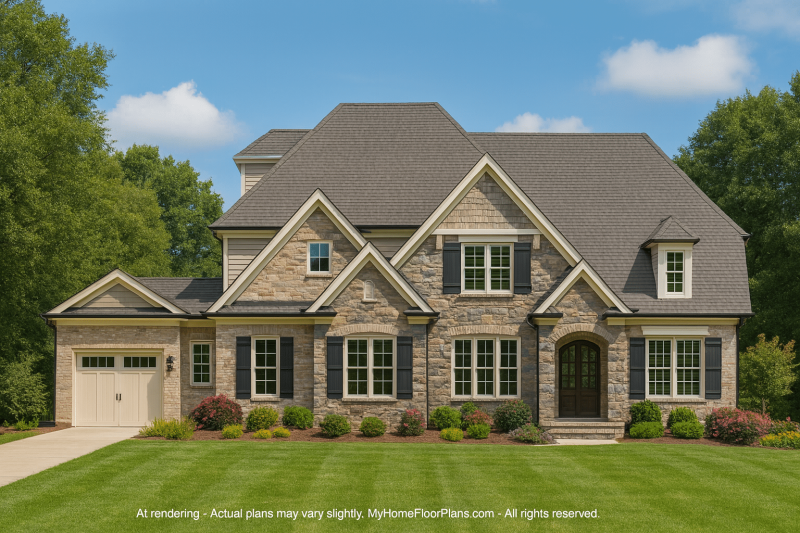 Elegant 3-Story House Floor Plan with French Country & European Style