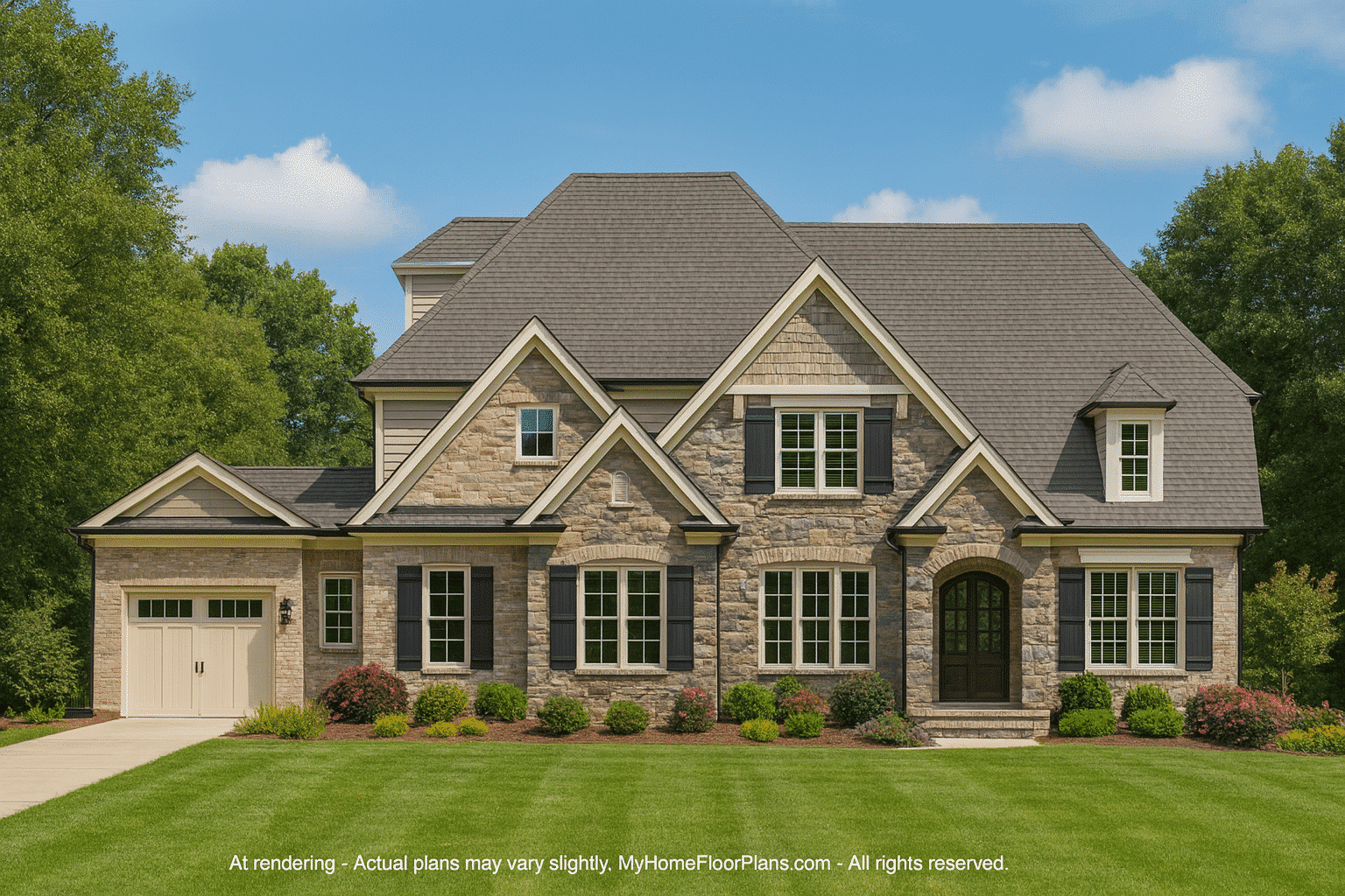 Elegant 3-Story House Floor Plan with French Country & European Style
